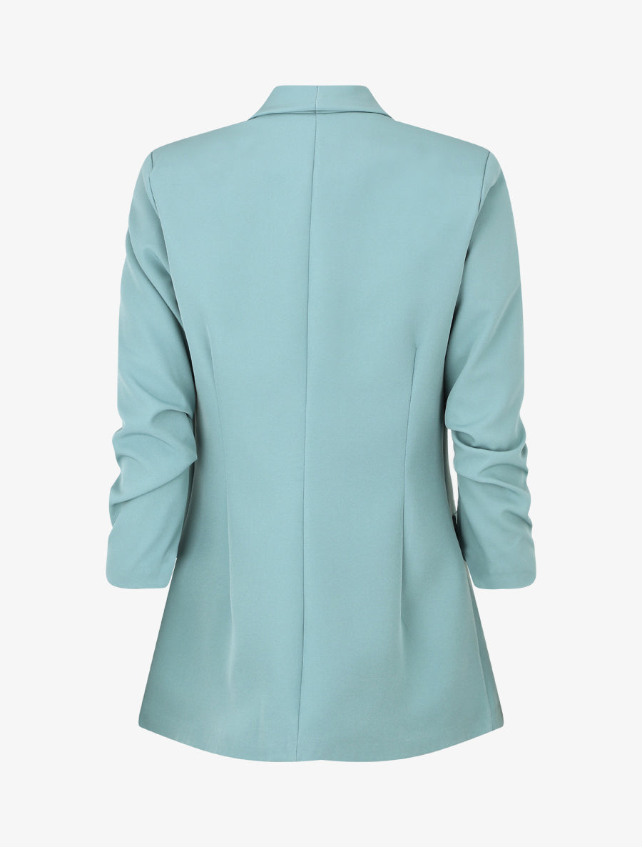 Blazer uni à manches froncées - Vert d&