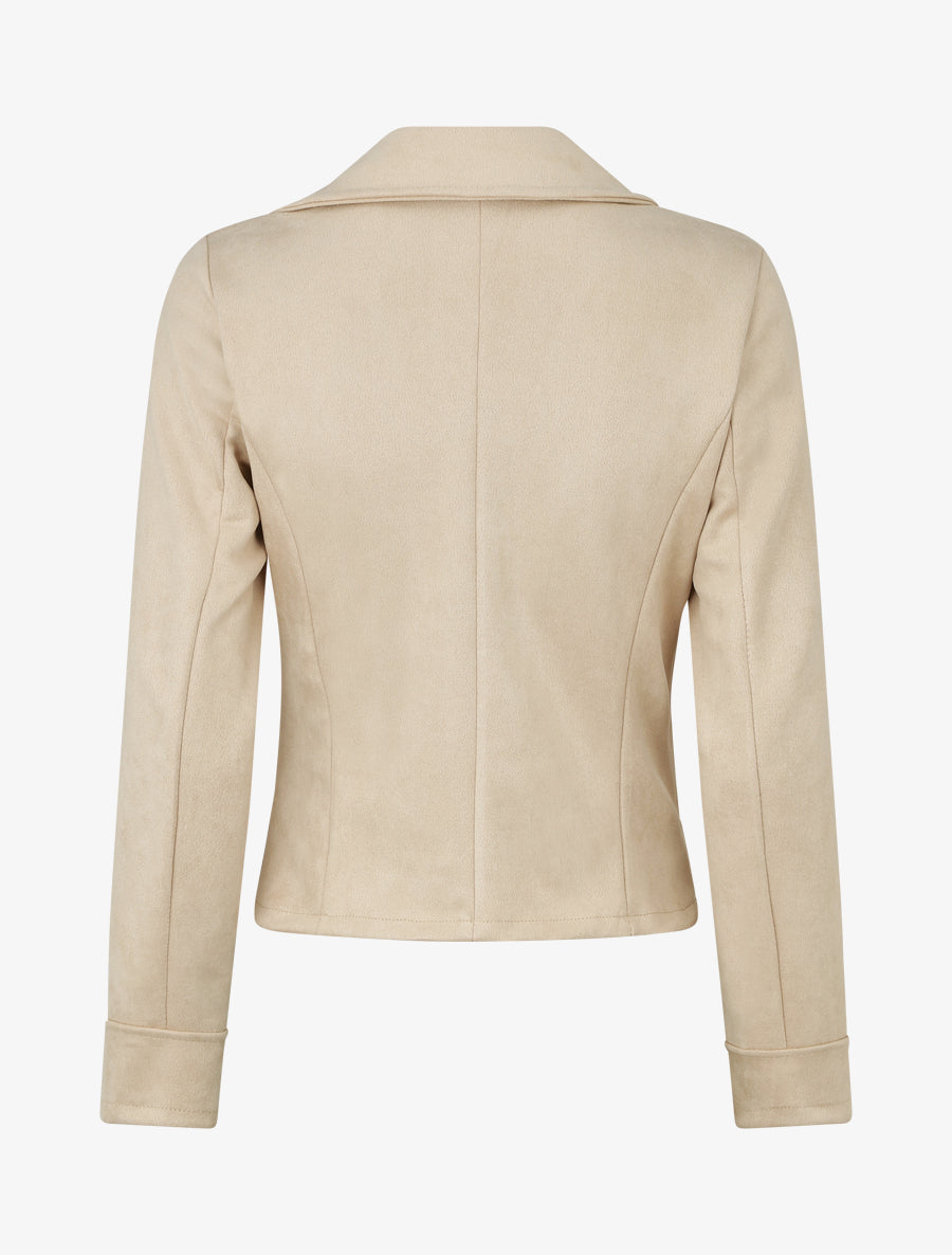 Veste en suédine col cranté - Beige