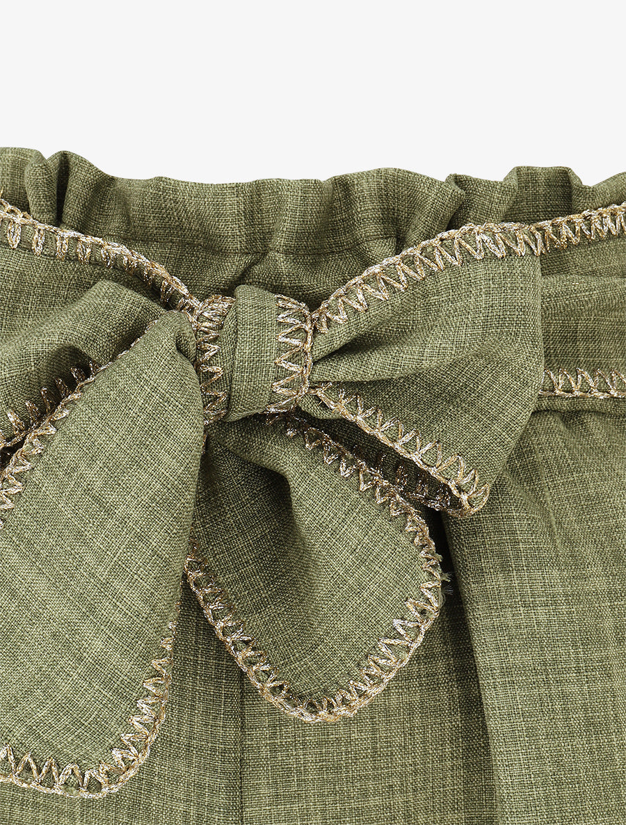 Short taille haute à ceinture fantaisie - Kaki - 3