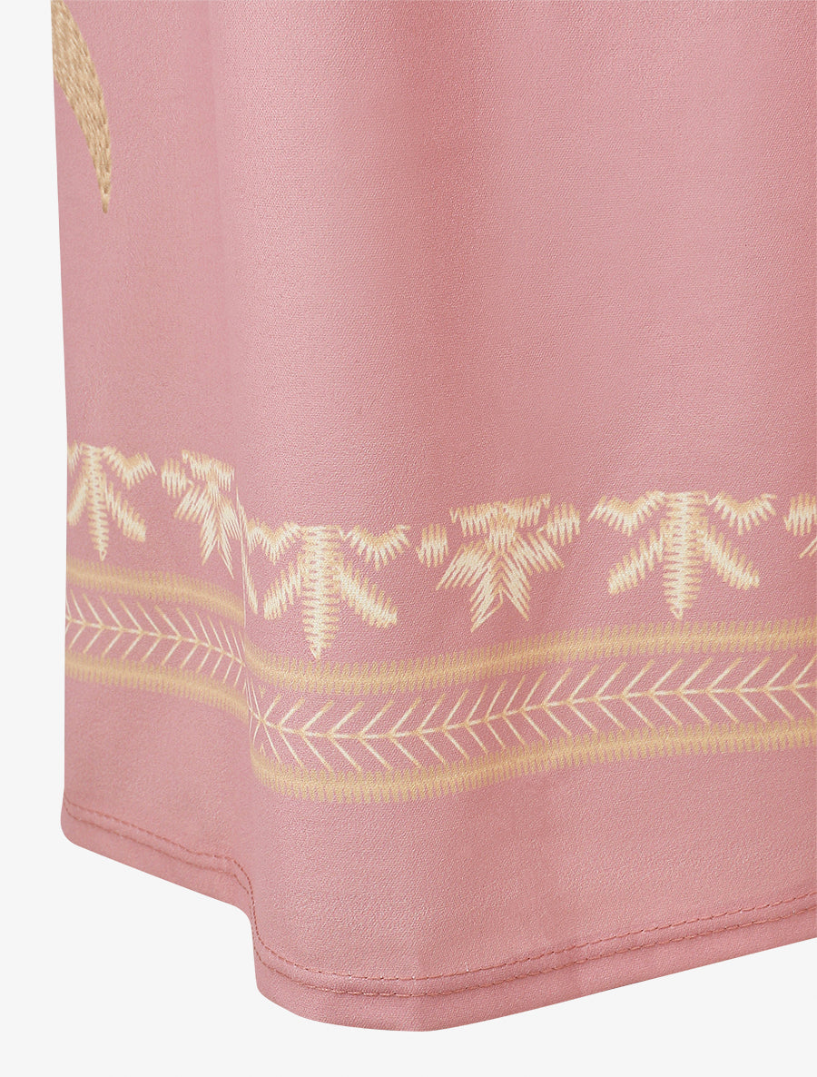 Combinaison à dos imprimé fleuri - Vieux rose - 3