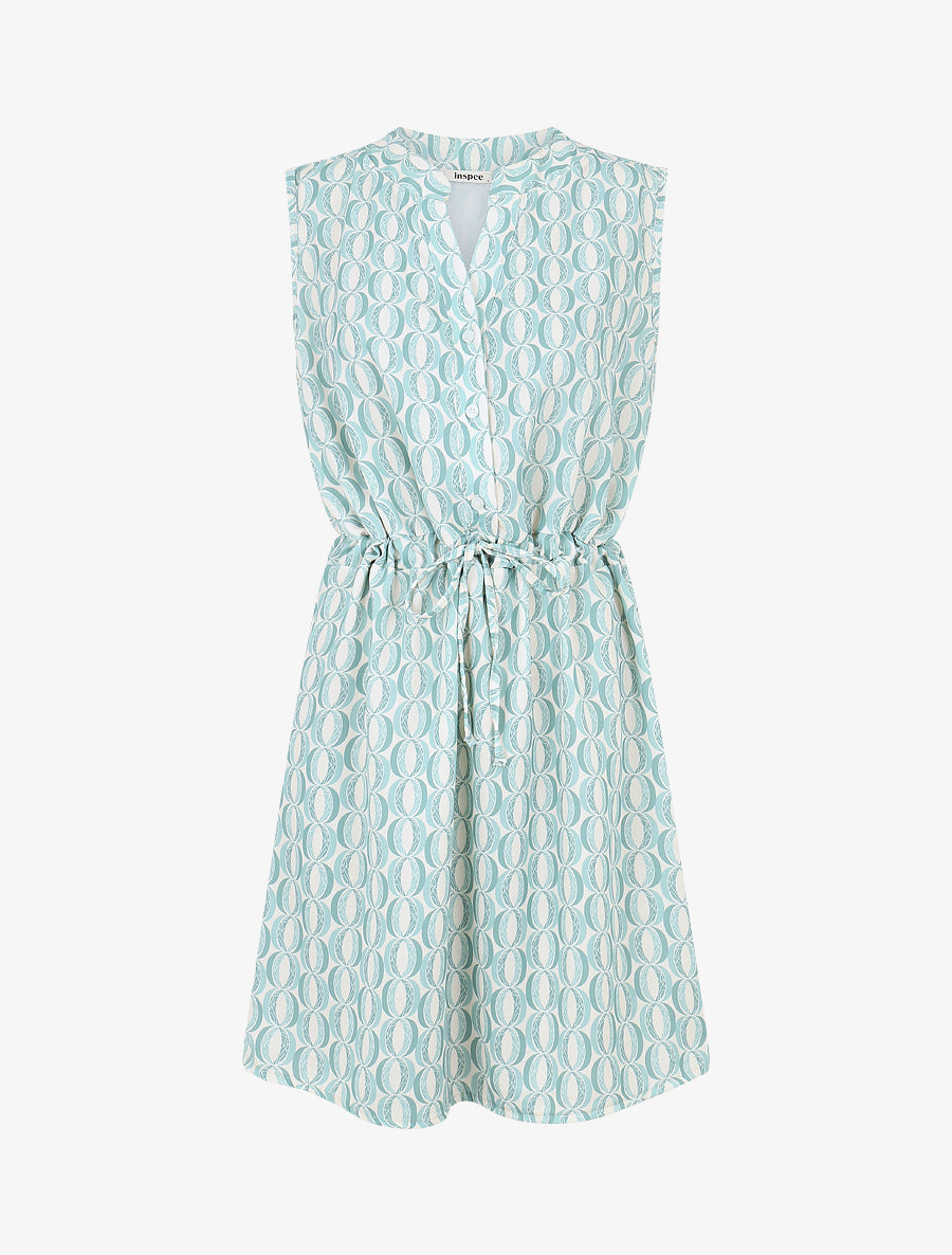 Robe mi-longue cintrée imprimé graphique - Vert clair - 1