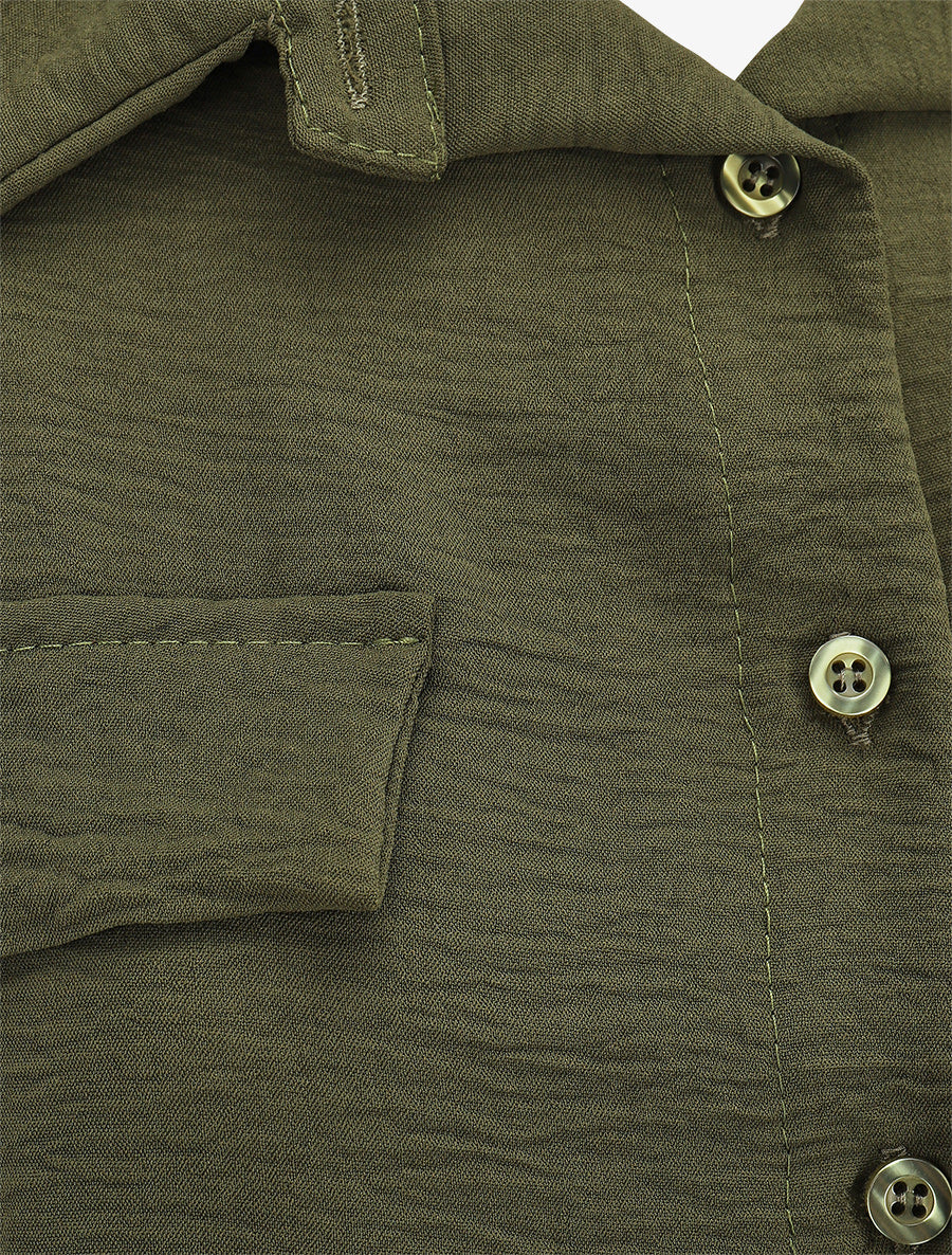 Combishort élastiqué uni - Kaki - 3