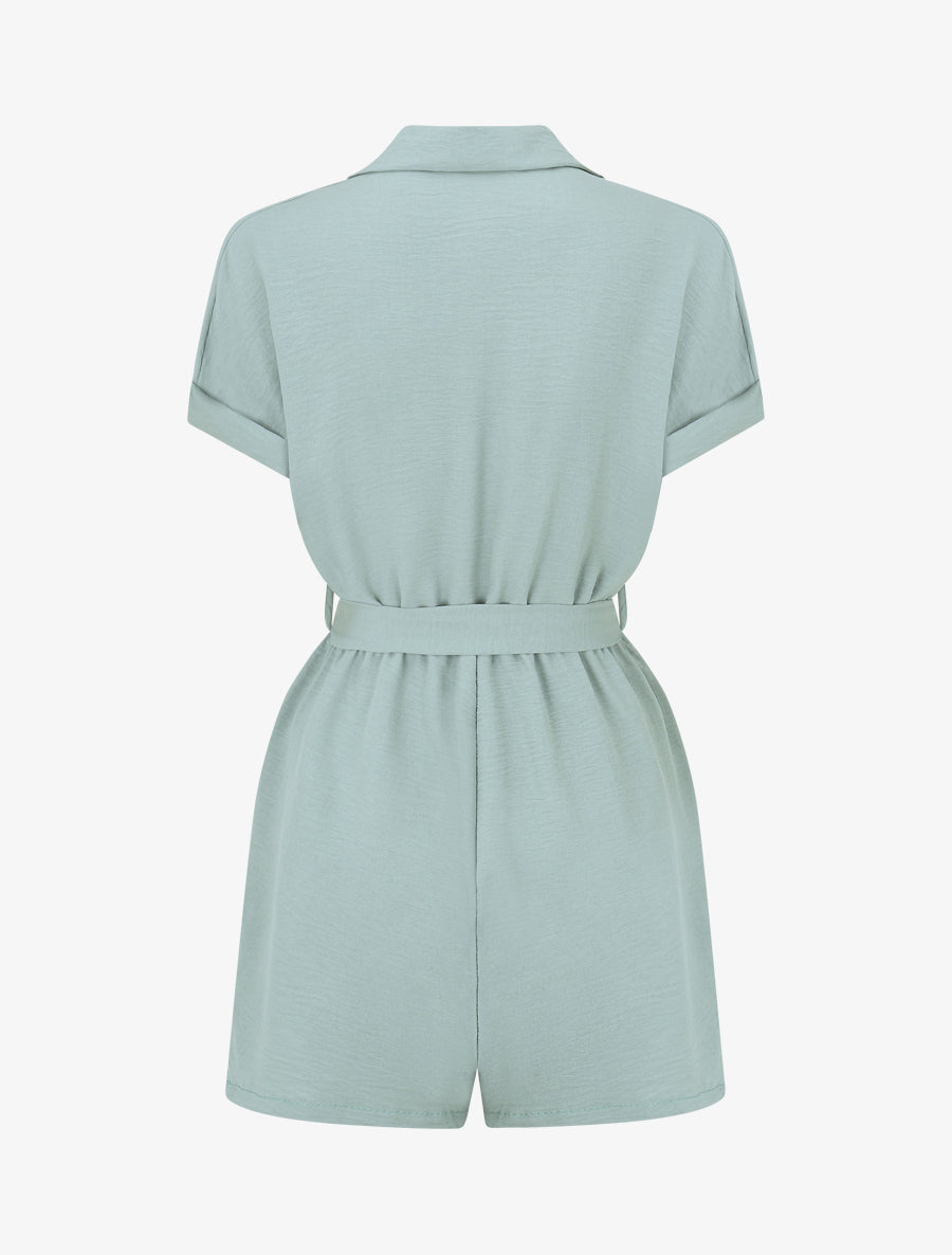 Combishort élastiqué uni - Vert d&