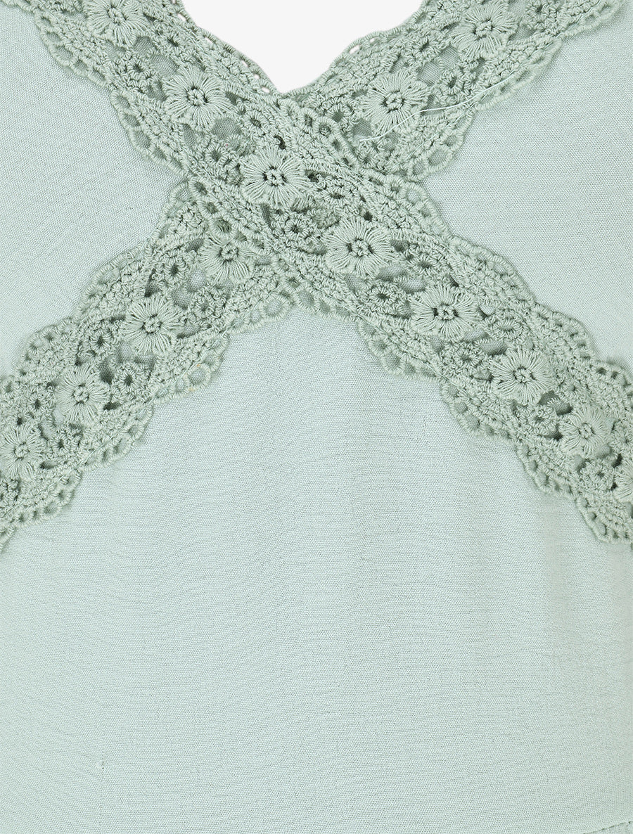 Robe longue à dos élastiqué - Vert d&