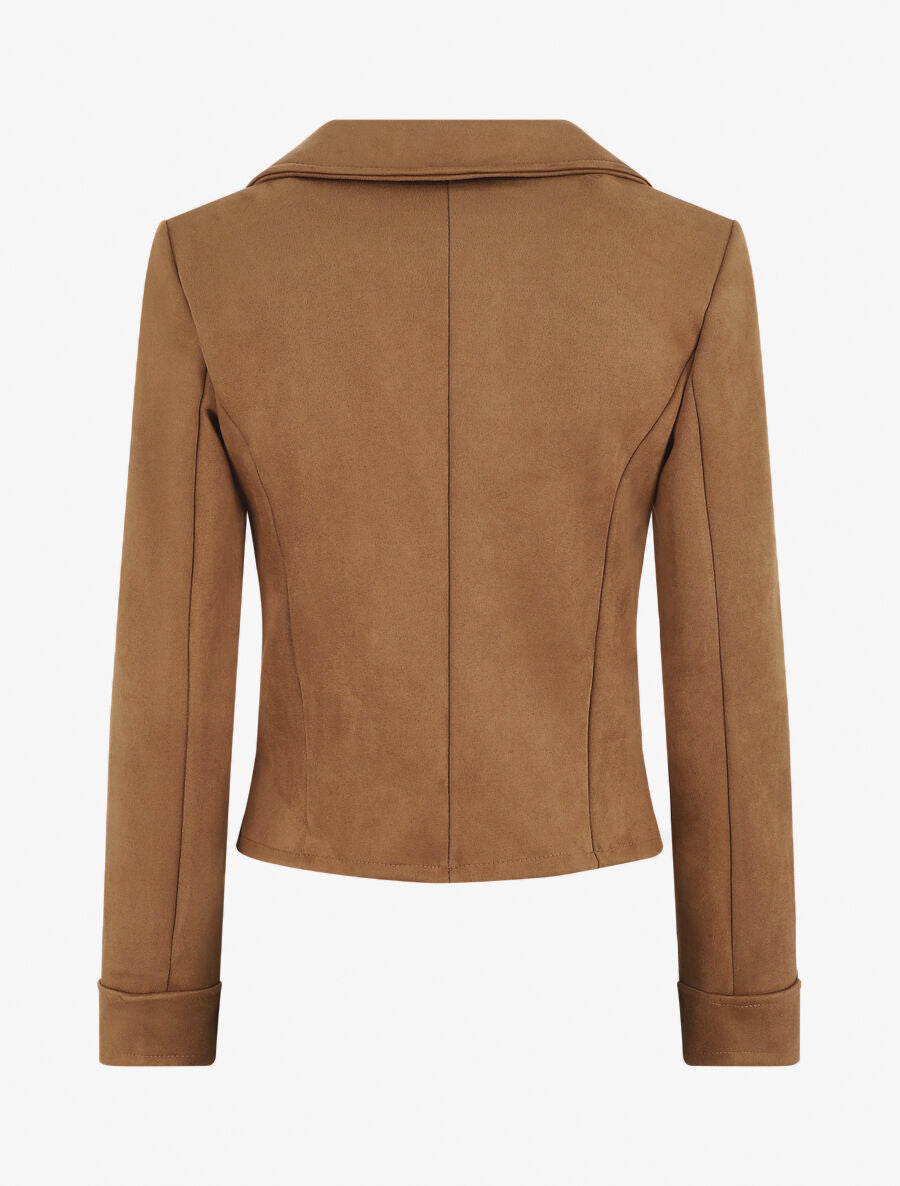 Veste en suédine à fausses poches - Camel - 2