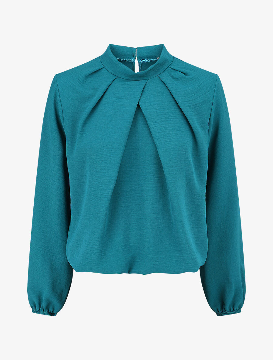 Blouse à plis croisés - Bleu lagon - 1