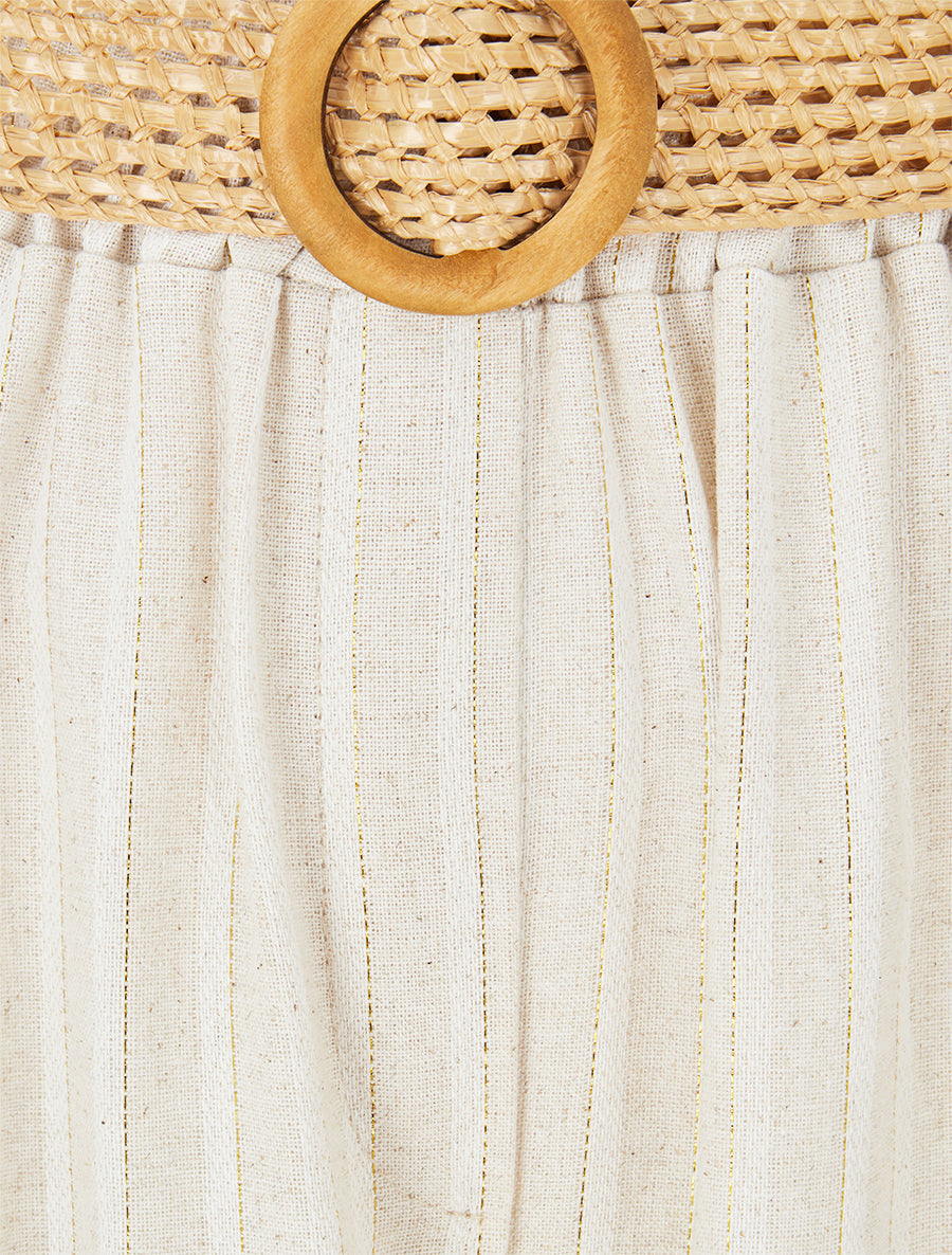 Pantalon élastiqué à rayures irisées - Beige/or - 3