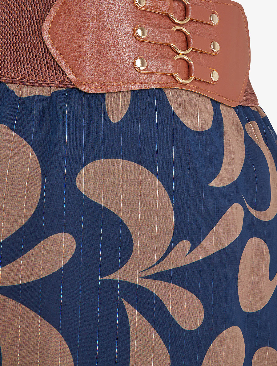 Jupe longue imprimé baroque - Marine - 3