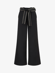 Pantalon ample uni à ceinture - Noir - 1
