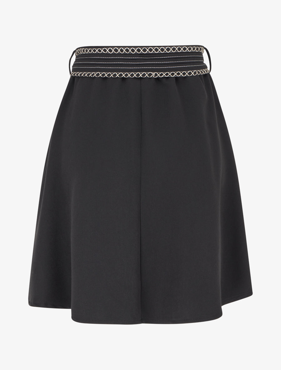 Jupe courte patineuse ceinturée - Noir - 2