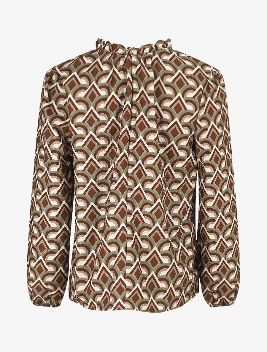 Blouse fluide à imprimé graphique - Camel - 2