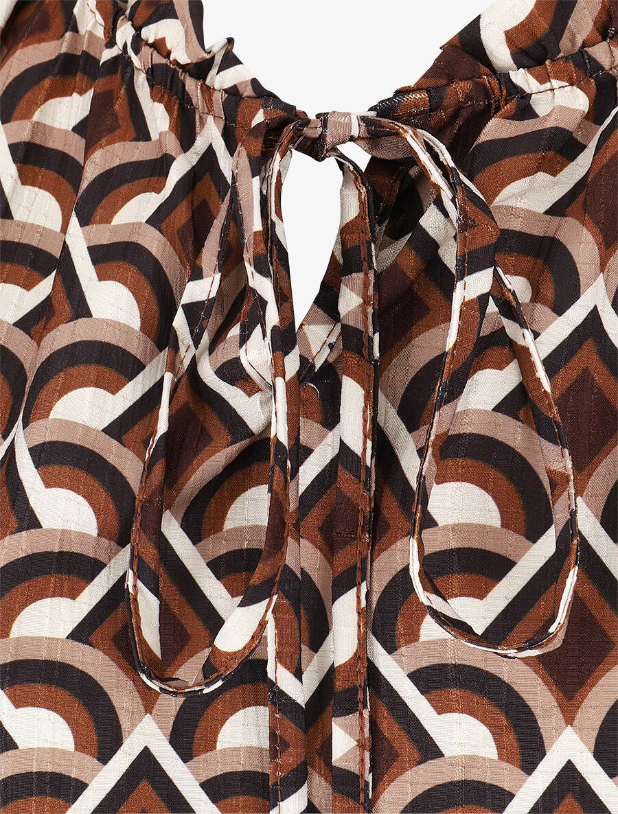 Blouse fluide à imprimé graphique - Marron - 3