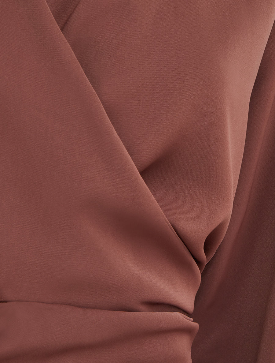 Crop-top cache-coeur uni et satiné - Marron - 3