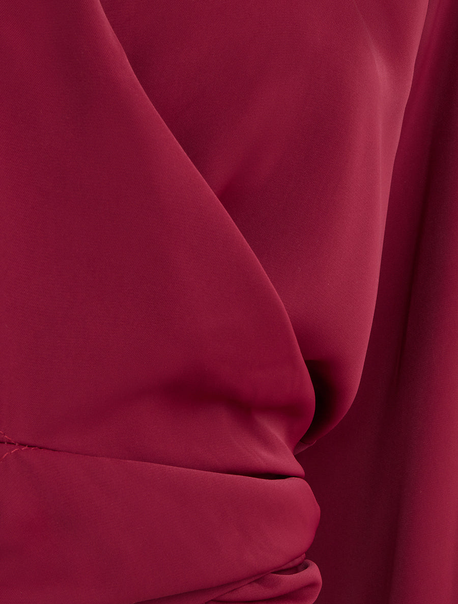 Crop-top cache-coeur uni et satiné - Bordeaux