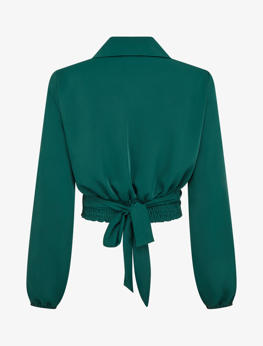 Crop-top cache-coeur uni et satiné - Vert foncé - 2
