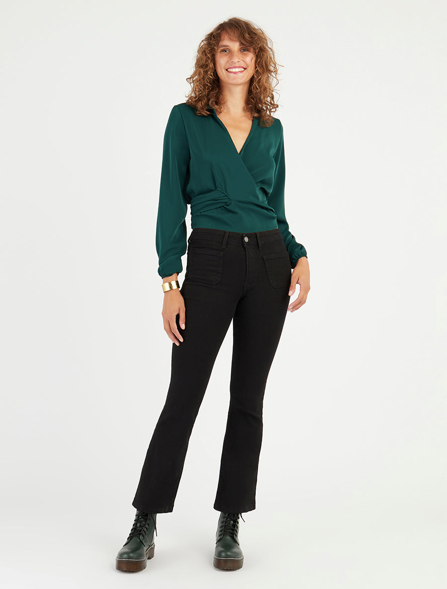 Crop-top cache-coeur uni et satiné - Vert foncé - 8