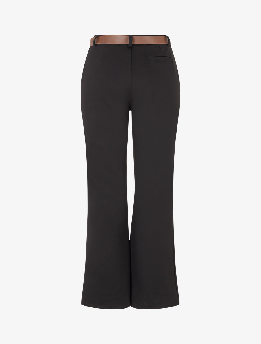 Pantalon droit basique ceinturé - Noir - 2