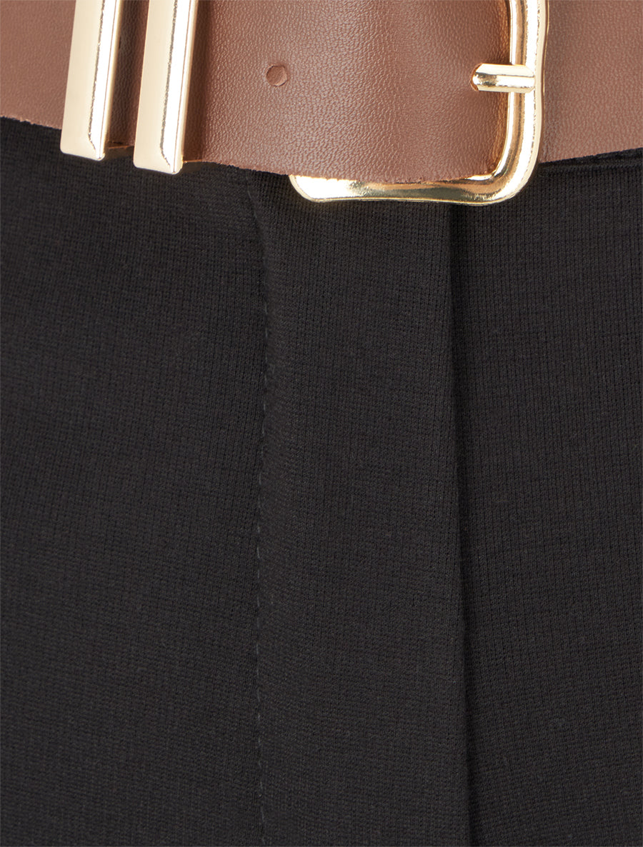 Pantalon droit basique ceinturé - Noir - 3