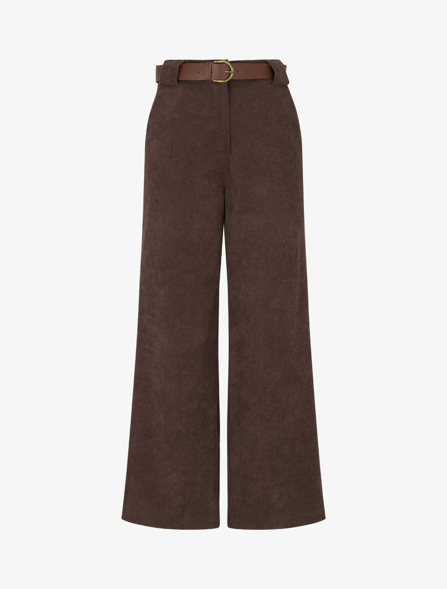 Pantalon droit en velours côtelé - Marron - 1