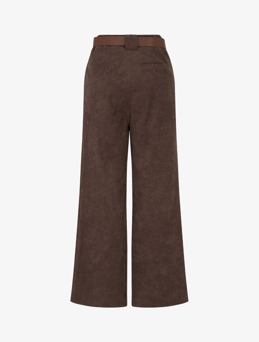 Pantalon droit en velours côtelé - Marron - 2