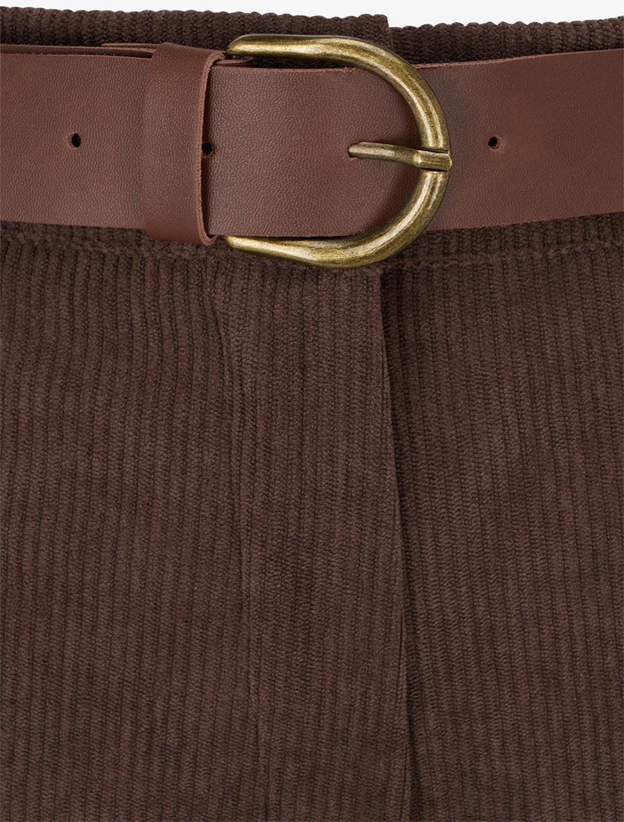 Pantalon droit en velours côtelé - Marron - 3