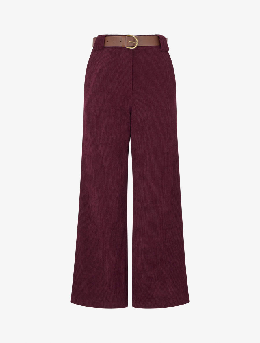 Pantalon droit en velours côtelé - Prune - 1