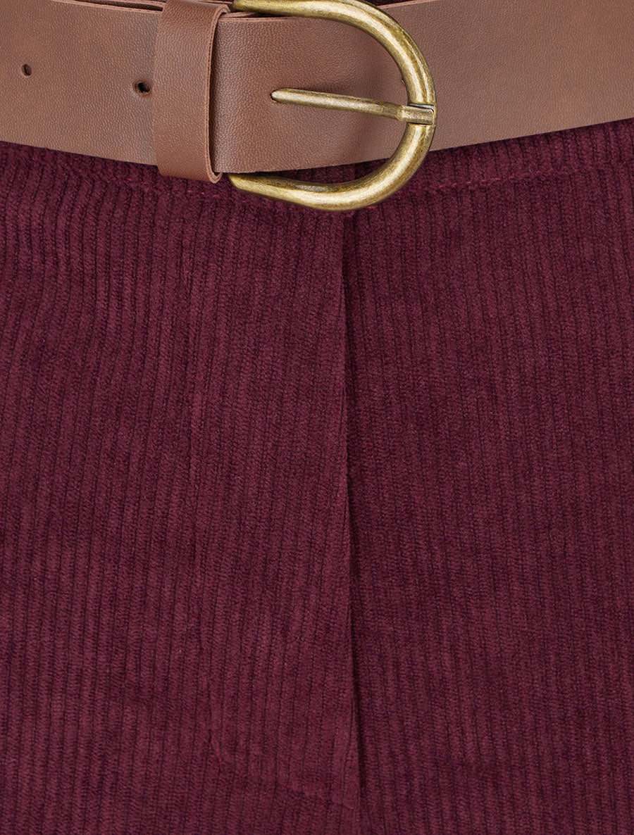 Pantalon droit en velours côtelé - Prune - 3