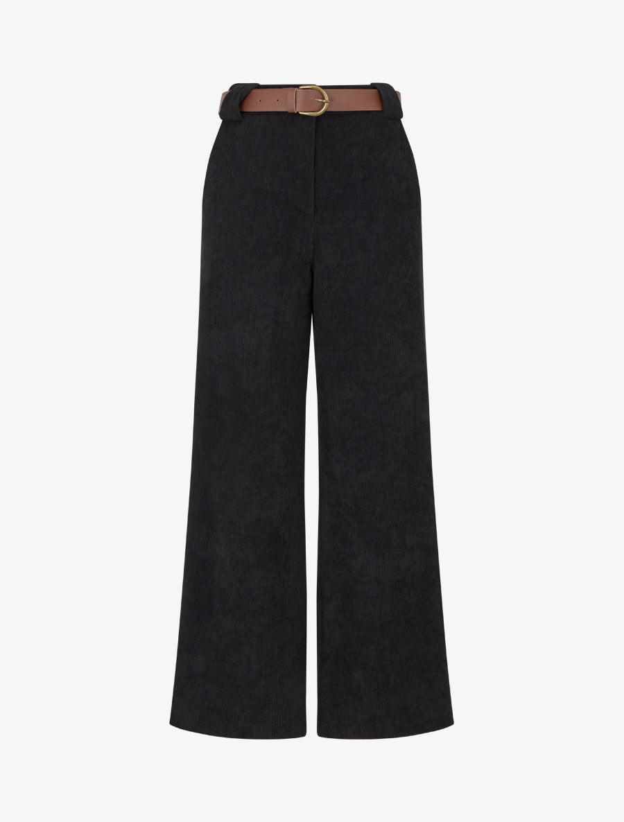 Pantalon droit en velours côtelé - Noir - 1