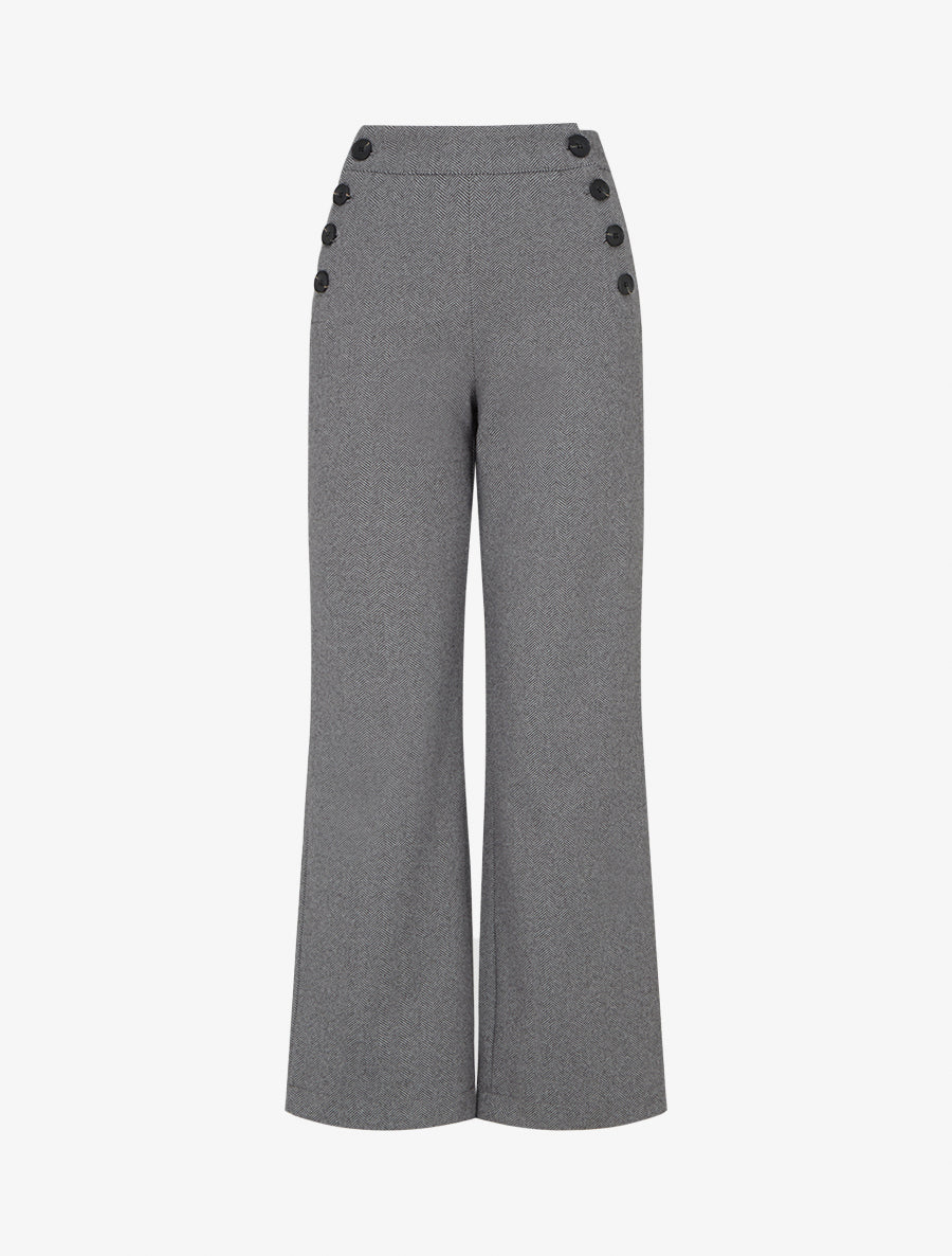 Pantalon droit taille haute à poches plaquées femme 'Deeluxe' - Noir Pantalon droit taille haute à poches plaquées femme 'Deeluxe' - Noir