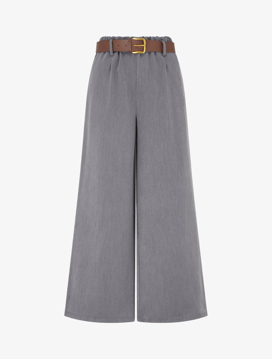 Pantalon élastiqué coupe ample - Gris - 1