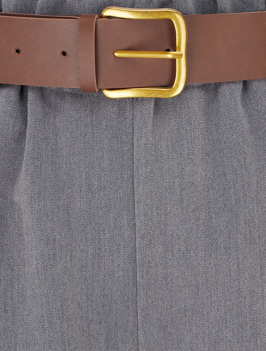 Pantalon élastiqué coupe ample - Gris - 3
