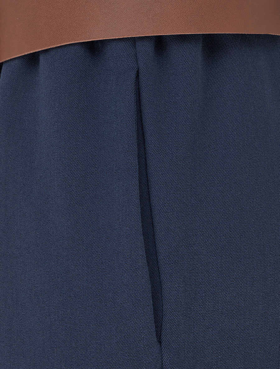 Pantalon élastiqué coupe ample - Marine - 3