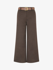 Pantalon ample imprimé chevron - Marron - 1