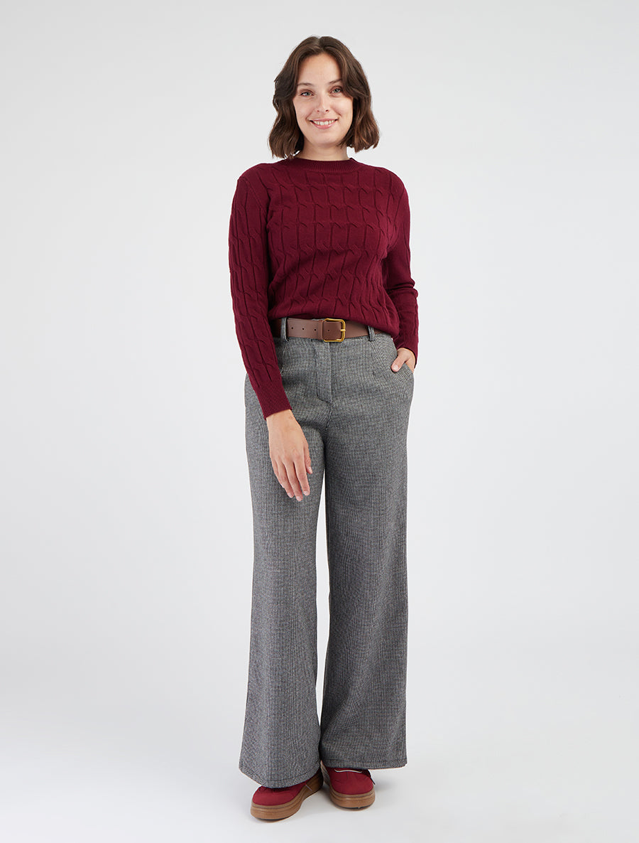 Pantalon ample imprimé pied de poule - Noir/gris