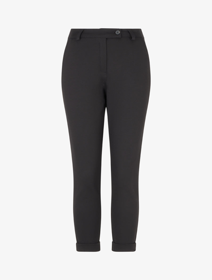 Pantalon slim à revers - Noir - 1