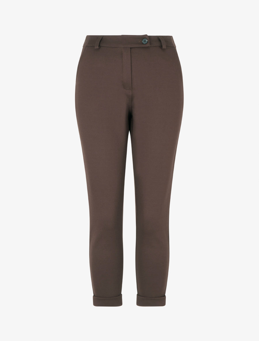 Pantalon slim à revers - Marron - 1
