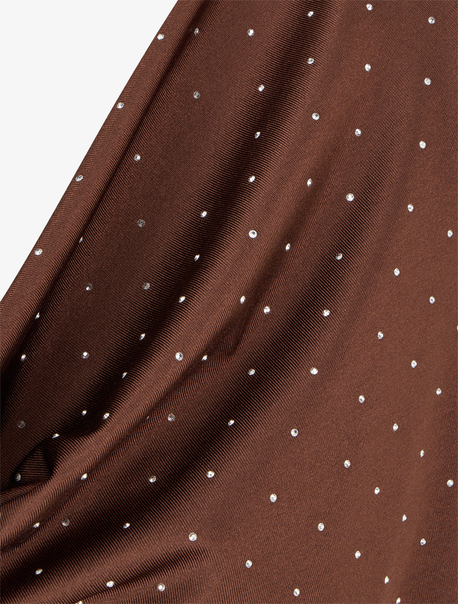 Top uni sans manches à strass - Marron - 3