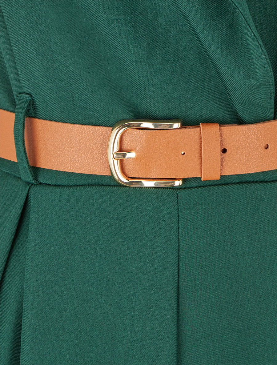 Combinaison ceinturée unie sans manches - Vert sapin - 3