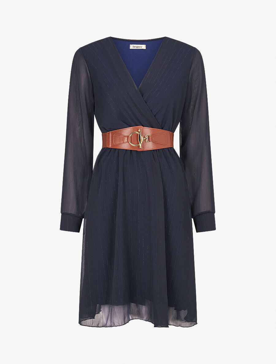 Robe légère en voile lamé - Marine - 1