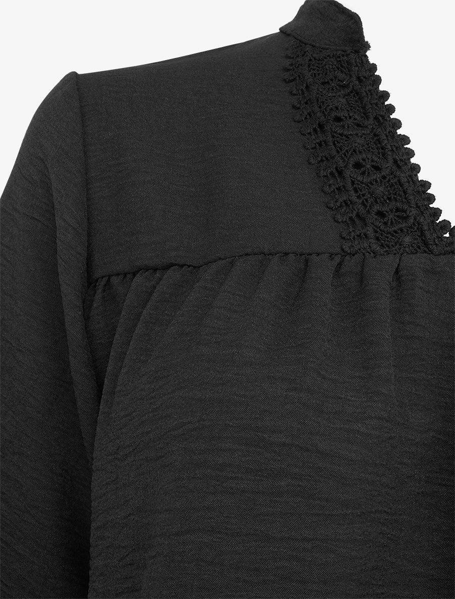 Blouse à détails brodés - Noir - 3