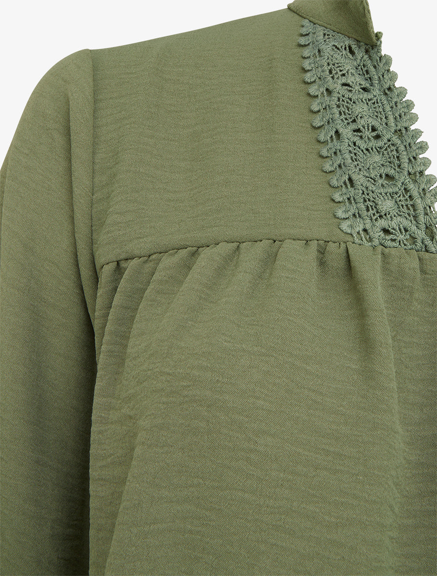 Blouse à détails brodés - Kaki - 3