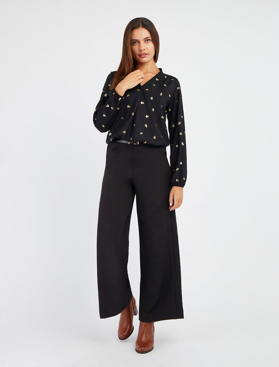 Blouse à manches longues motif ancres irisées - Noir - 8