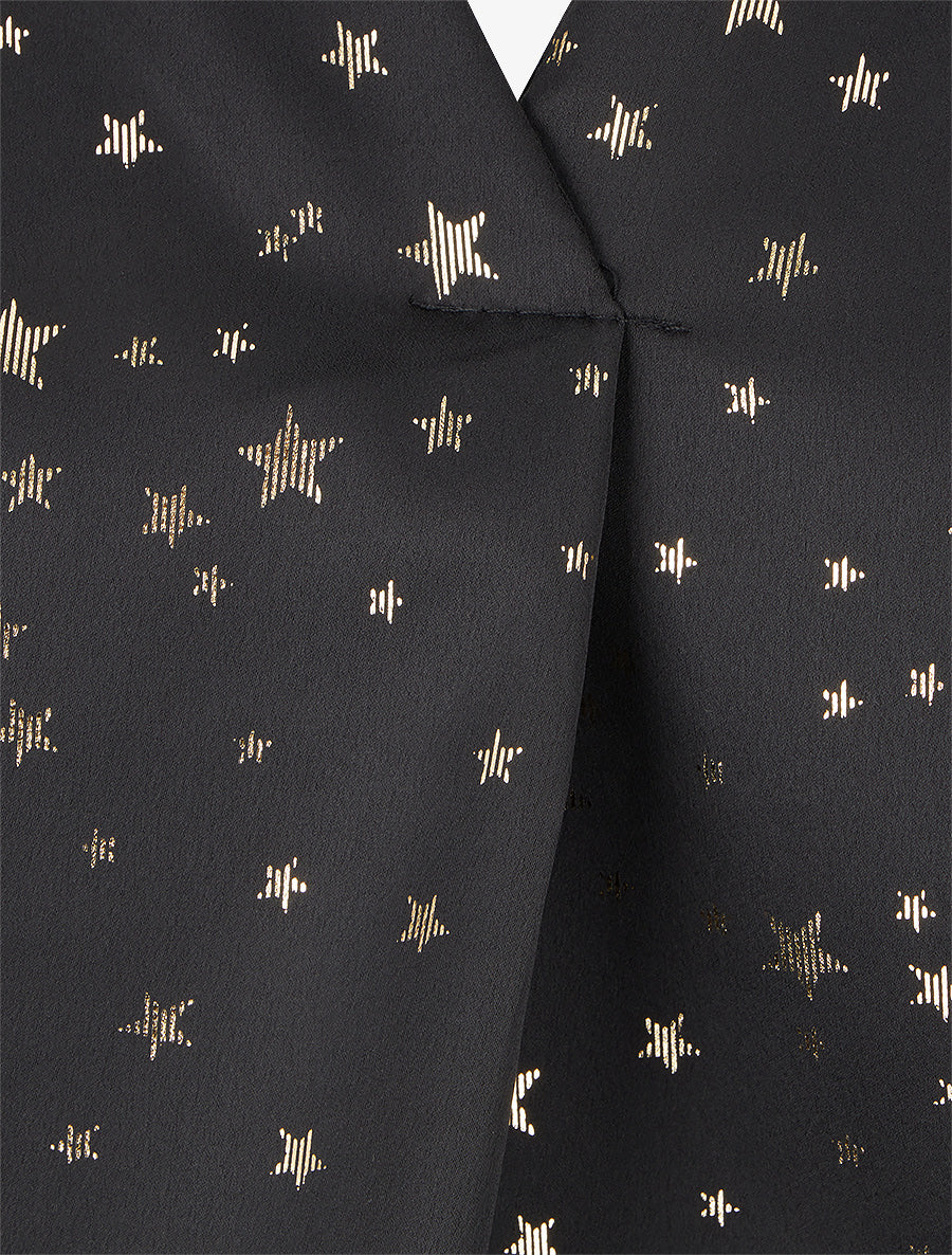 Blouse satinée à motif étoiles irisées - Noir - 3