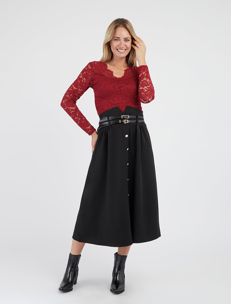 Top uni en dentelle - Bordeaux