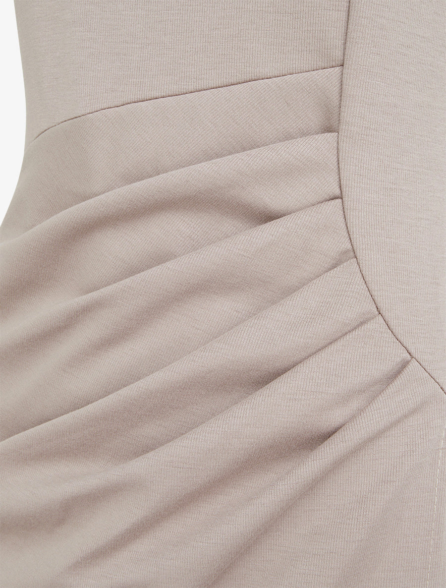 Robe style portefeuille à col rond - Taupe - 3