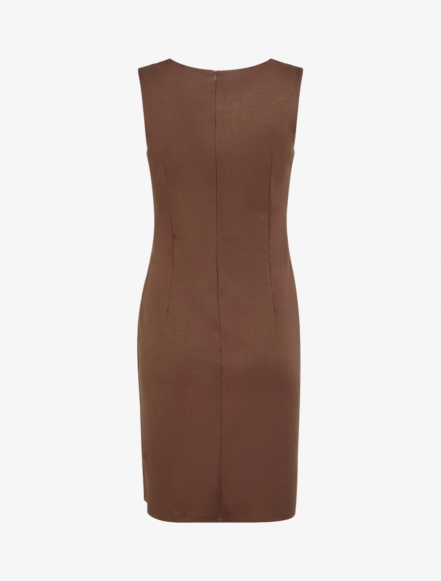 Robe style portefeuille à col rond - Marron - 2