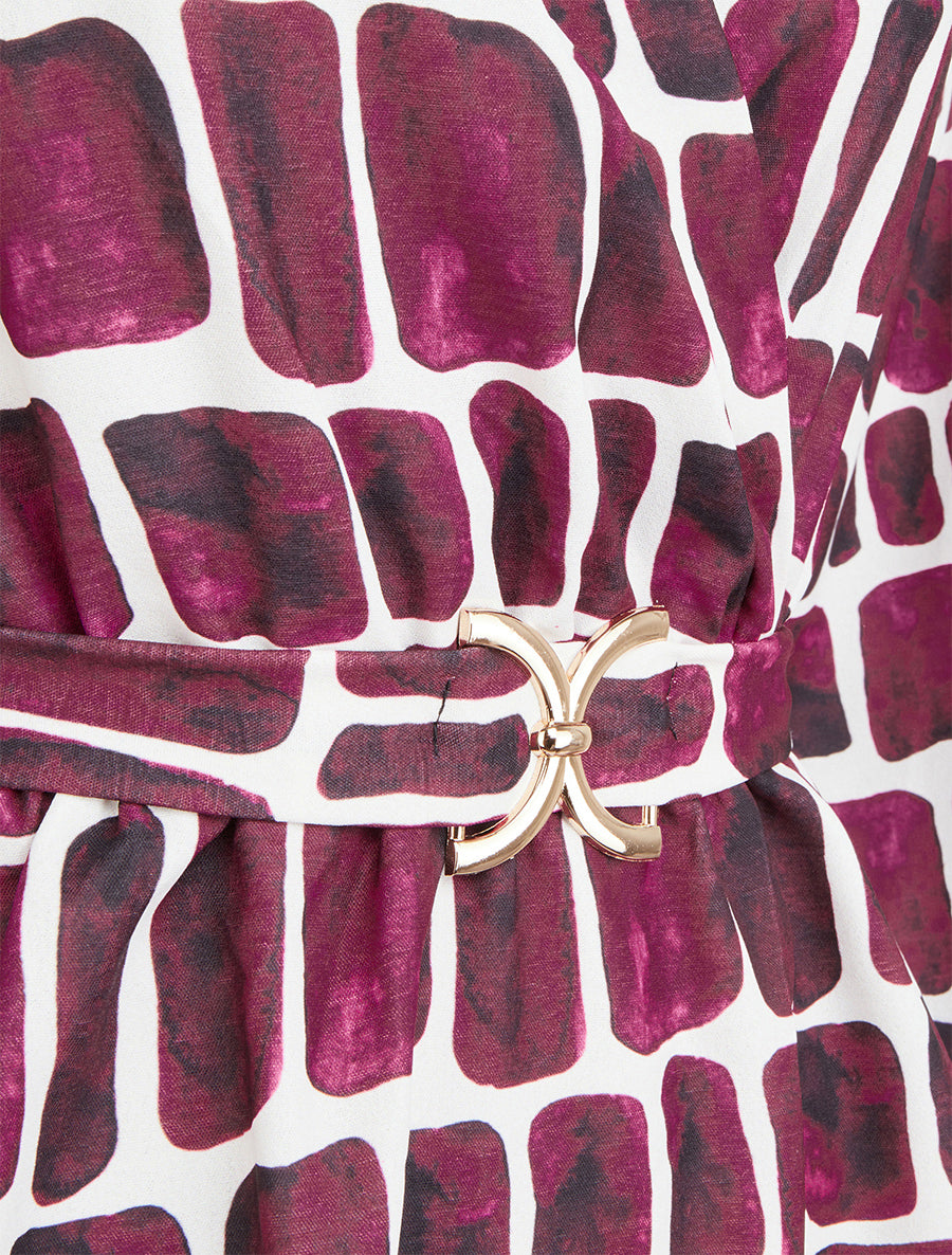 Top ceinturé à imprimé graphique - Violine - 3