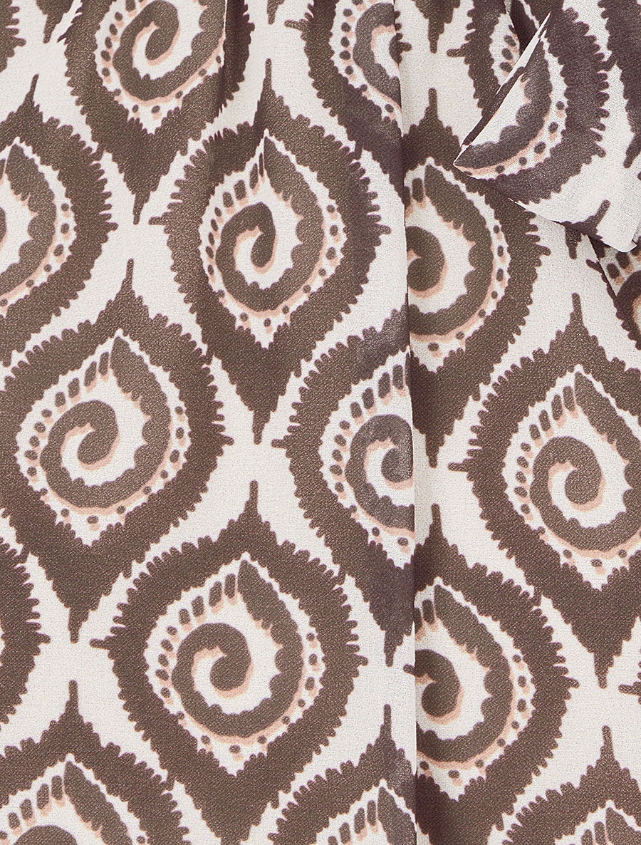 Top imprimé fantaisie à col lavallière - Marron - 3