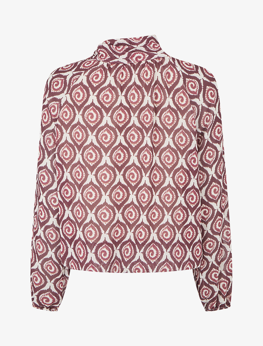 Top imprimé fantaisie à col lavallière - Prune - 2