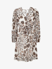 Robe à dos nu V imprimé fantaisie - Marron - 1